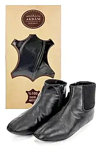 Hakiki Doğal Dana Derisi Mest - Lastikli, Soğuk Geçirmez - Siyah - 1