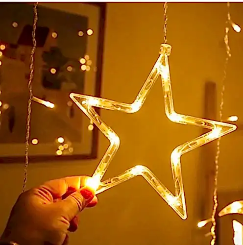 Dekoratif Ay Yıldız Perde LED Işık – 8 Fonksiyonlu Gün Işığı Ramazan Süslemesi - ihvanonline (1)