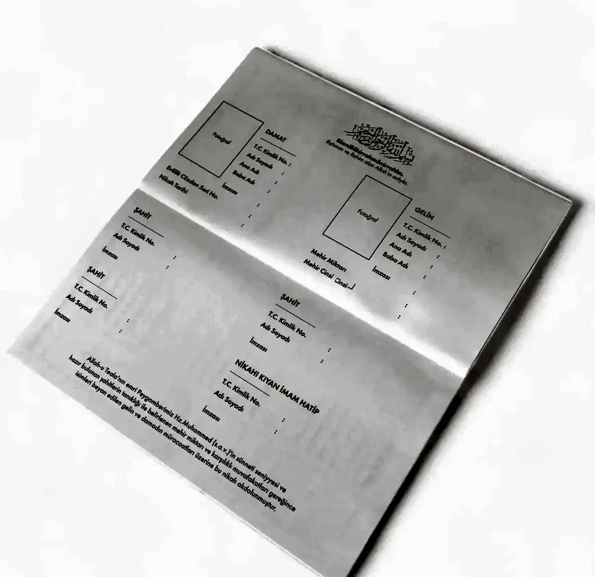 Dini Nikah Akdi Cüzdanı 16 Sayfa, Altın Varak Baskılı Aile Hatıra Cüzdanı Defteri (54 Farzlı) - 3