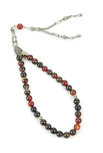  33lü Kahverengi Doğal Akik Taşı Tesbih - ihvanonline (1)