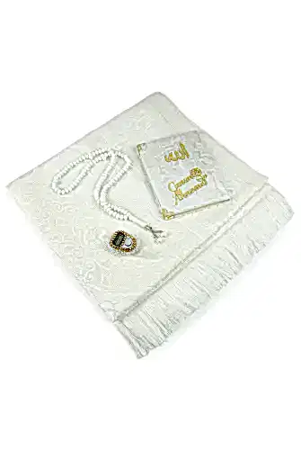 Doğum Günlerine ve Anneler Gününe Özel Cep Boy Kadife Yasin Kitabı Seccade Kristal Plastik Tesbihli Kutulu Set Beyaz - ihvanonline (1)