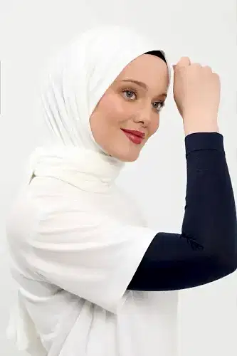 Düz Dikişsiz Pratik Likralı Tesettür Penye Namaz Kolluğu Lacivert - ihvanonline (1)