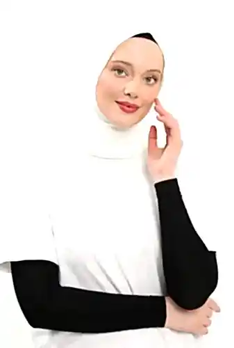 Düz Dikişsiz Pratik Likralı Tesettür Penye Namaz Kolluğu Siyah 