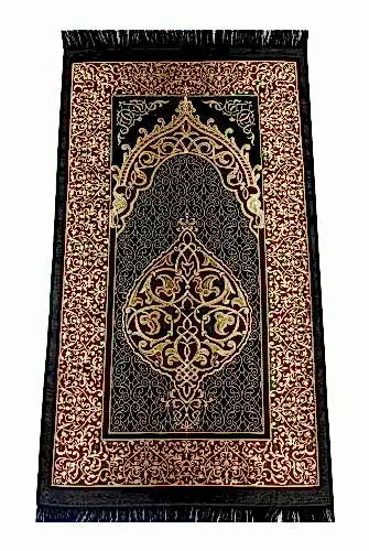 Ekonomik Osmanlı Desen Tafta Seccade Siyah - 1