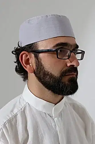 Elif Vav Nakışlı Kalıp Namaz Takkesi - Gri - İhvan (1)