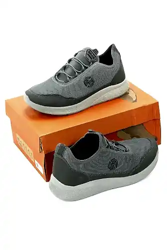 Erkek Bağcıksız Hava Alabilen Spor Ayakkabı - Hafif Taban Günlük Yürüyüş Ayakkabısı - Gri - ihvanonline (1)