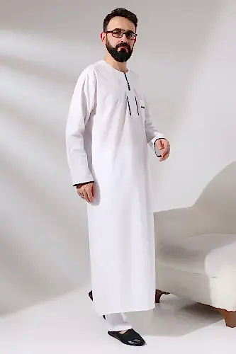 Erkek Beyaz Çınar Biyeli Boydan Uzun Dagron Kumaş İkili Takım Fistan - ihvanonline (1)