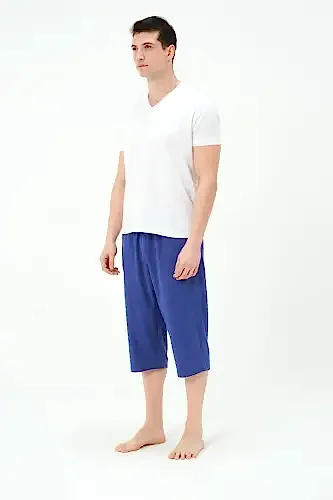 Erkek Büyük Beden Uzun Deniz Şortu 2827-25 Saks - Tesmay (1)