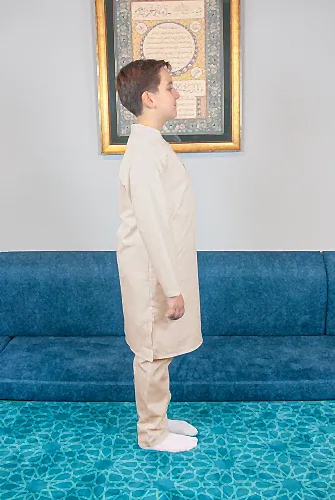Erkek Çocuk Hac Umre Hakim Yaka Afgan Takım - Bej - ihvanonline (1)
