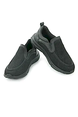 Erkek Fileli Merdane Ayakkabı - Bağcıksız, Hafif ve Rahat Hac Umre Ayakkabısı - Siyah 