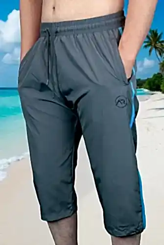 Erkek Havuz Deniz Uzun Diz Altı Kapri Şort Gri - 1520-25 