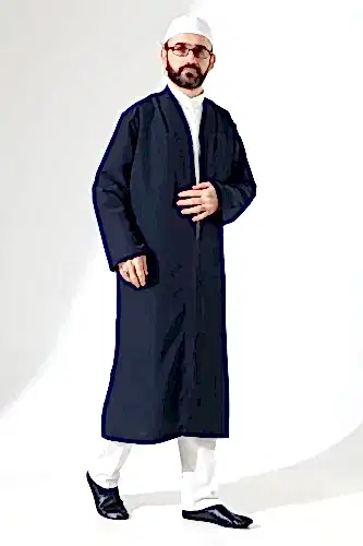 Erkek Namaz Elbisesi Buhara Yaka Cepli Namaz Cübbesi Lacivert - (Sfa) 