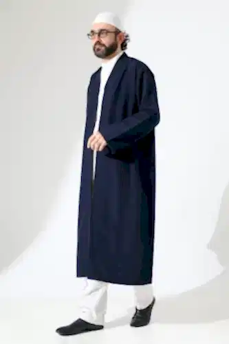 Erkek Namaz Elbisesi Buhara Yaka Cepli Namaz Cübbesi Lacivert - (Sfa) - ihvanonline (1)