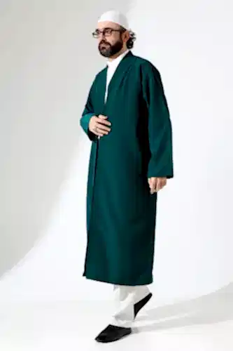 Erkek Namaz Elbisesi Buhara Yaka Cepli Namaz Cübbesi Yeşil - (Sfa) - ihvanonline (1)