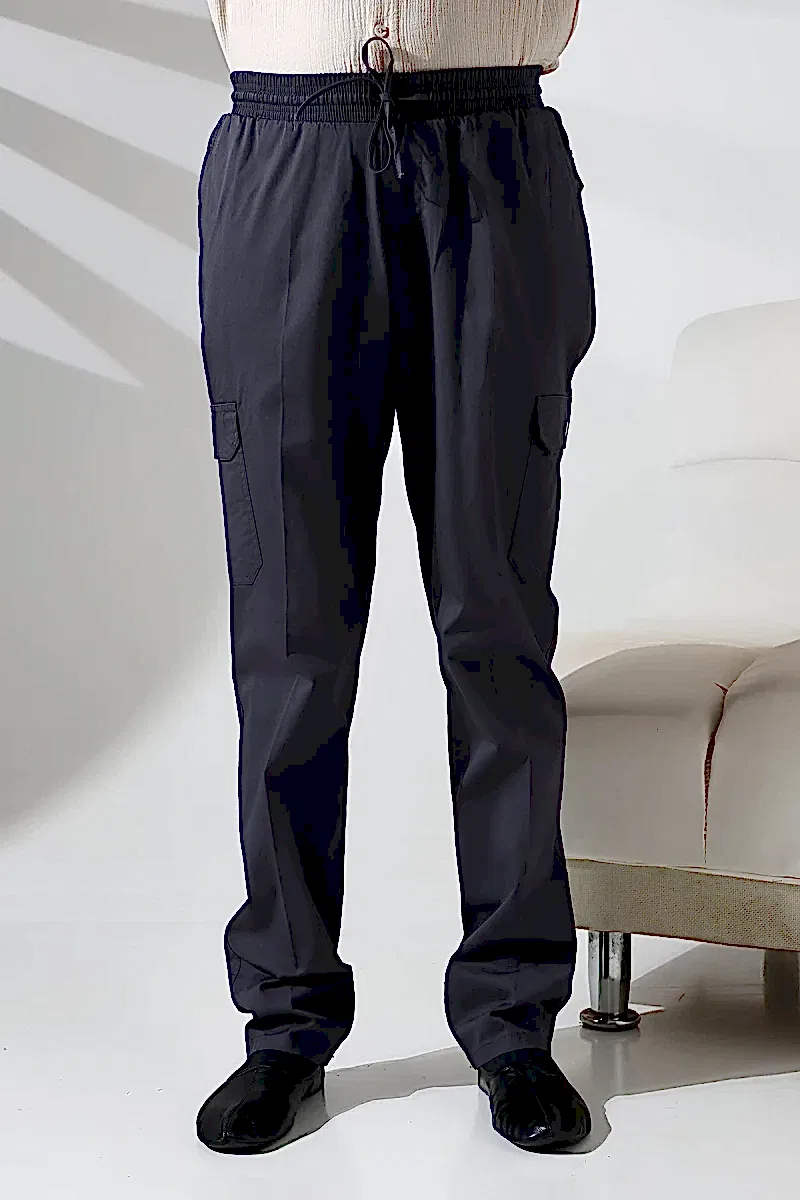 Erkek Çınar Yandan Cepli Beli Lastikli Hac ve Umre Kargo Pantolon Füme - 6