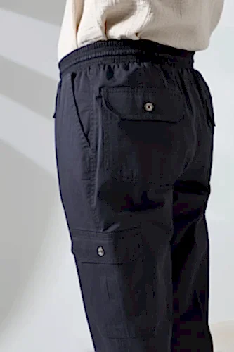 Erkek Çınar Yandan Cepli Beli Lastikli Hac ve Umre Kargo Pantolon Füme - 7