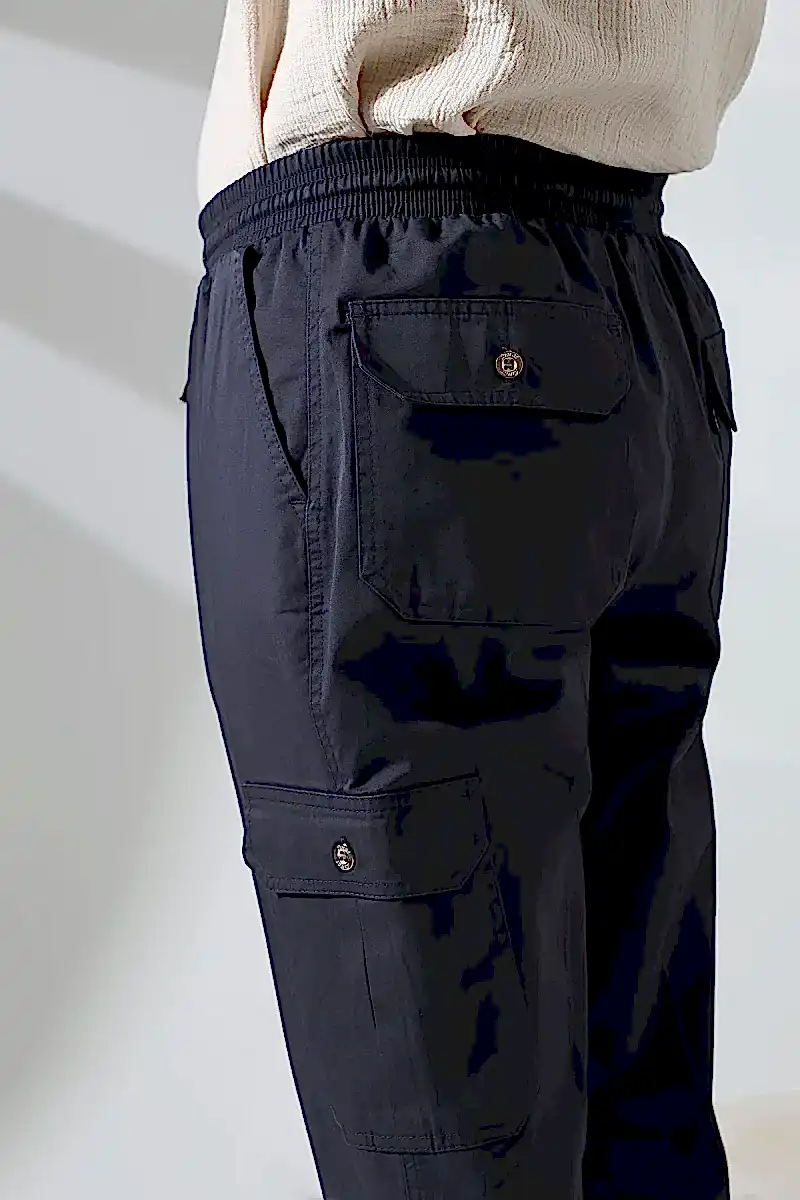 Erkek Çınar Yandan Cepli Beli Lastikli Hac ve Umre Kargo Pantolon Füme - 7