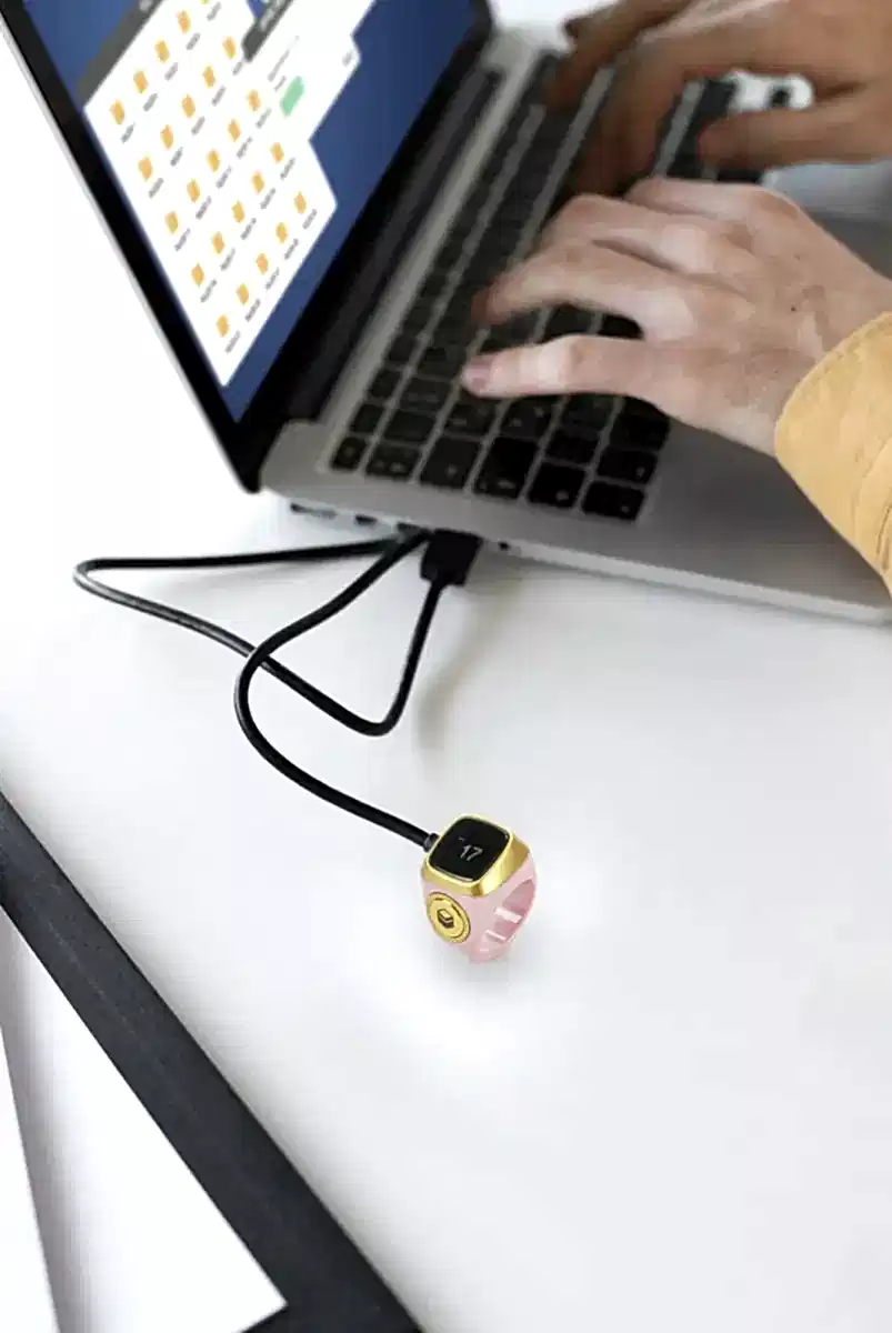 Ezan Okuyan Dijital Yüzük Tesbih Zikirmatik - Pembe - 7