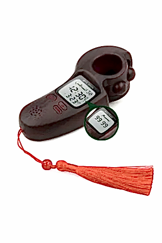 Ezan Okuyan Işıklı Sesli Kaydırmalı Al-Fajia Dijital Sayaç Tesbih Zikirmatik Koyu Bordo - 1