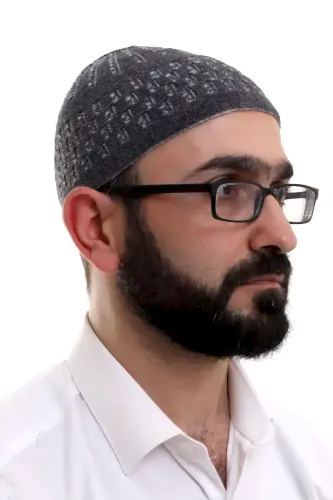 Füme Gri Hasır Desen Kışlık Kadife Namaz Takkesi - ihvanonline (1)