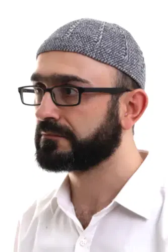 Füme Gri Kışlık Çift Renk Kadife Namaz Takkesi 