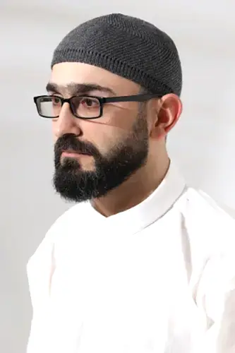 Füme Süper Namaz Dantel Detaylı Örme Orlon Namaz Takkesi 