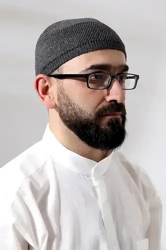 Füme Süper Namaz Dantel Detaylı Örme Orlon Namaz Takkesi - ihvanonline (1)