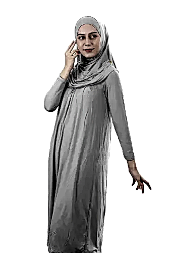 Garson Boy 12-15 Yaş Gri Kendinden Başörtülü Tek Parça Kadın Namaz Elbisesi - ihvanonline (1)