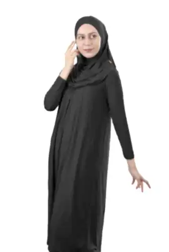 Garson Boy 12-15 Yaş Siyah Kendinden Başörtülü Tek Parça Kadın Namaz Elbisesi - ihvanonline (1)