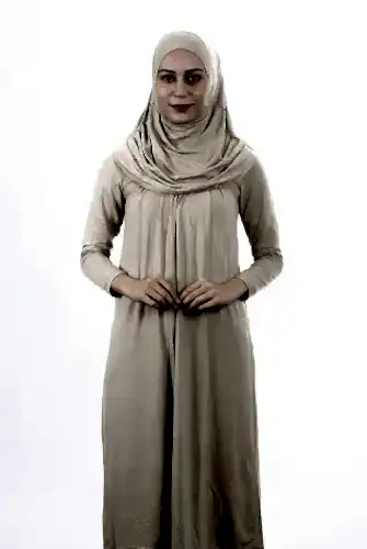 Garson Boy 12-15 Yaş Vizon Kendinden Başörtülü Tek Parça Kadın Namaz Elbisesi 