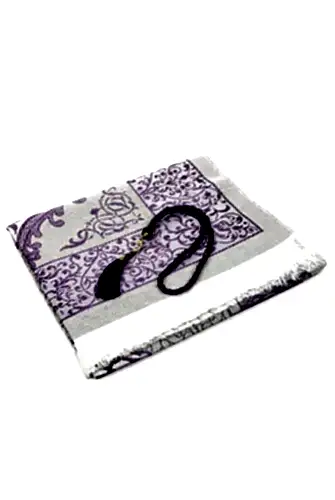 Gelin Damat Bohçasına Uygun Hediyelik Kutulu İnci Tesbihli Çeyizlik Seccade Seti Mor - ihvanonline (1)