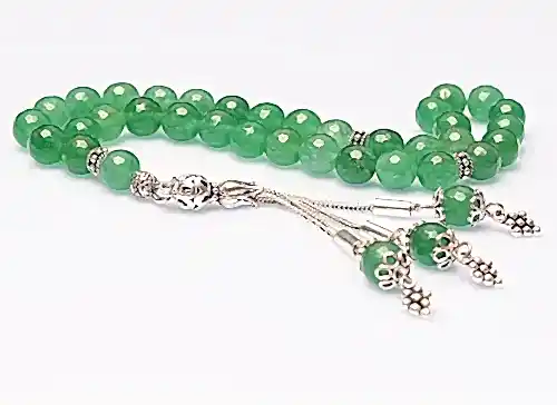 Gerçek Aventurin Taşı Tesbih-Faset Kesim Tesbih-Gümüş Malzemeli Tesbih-33'lük Tesbih-Orijinal Doğal Taş Tesbih - ihvanonline (1)