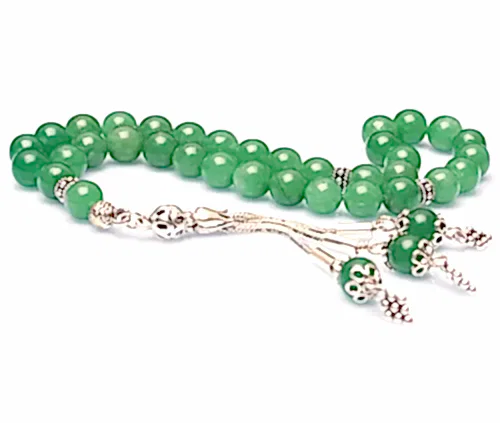 Gerçek Aventurin Taşı Tesbih-Küre Kesim Tesbih-Gümüş Malzemeli Tesbih-33'lük Tesbih-Orijinal Doğal Taş Tesbih - ihvanonline (1)