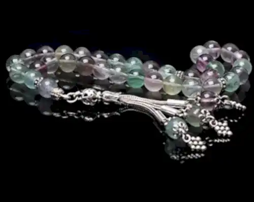 Gerçek Florit Taşı Tesbih-Küre Kesim Tesbih-Gümüş Malzemeli Tesbih-33'lük Tesbih-Orijinal Doğal Taş Tesbih - ihvanonline (1)