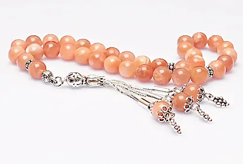 Gerçek Güneş Taşı Tesbih-Küre Kesim Tesbih-Gümüş Malzemeli Tesbih-33'lük Tesbih-Orijinal Doğal Taş Tesbih - ihvanonline (1)