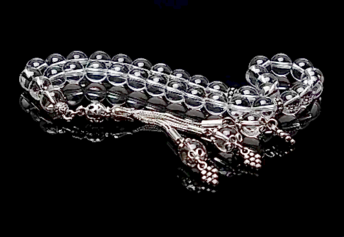 Gerçek Kristal Kuvars Taşı Tesbih-Küre Kesim Tesbih-Gümüş Malzemeli Tesbih-33'lük Tesbih-Orijinal Doğal Taş Tesbih - ihvanonline (1)