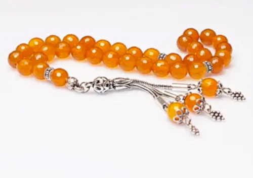 Gerçek Sarı Akik Taşı Tesbih-Faset Kesim Tesbih-Gümüş Malzemeli Tesbih-33'lük Tesbih-Orijinal Doğal Taş Tesbih - ihvanonline (1)