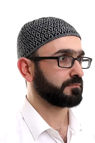 Gri Orlon Kışlık Namaz Takkesi Baklava Desenli Takke - ihvanonline (1)