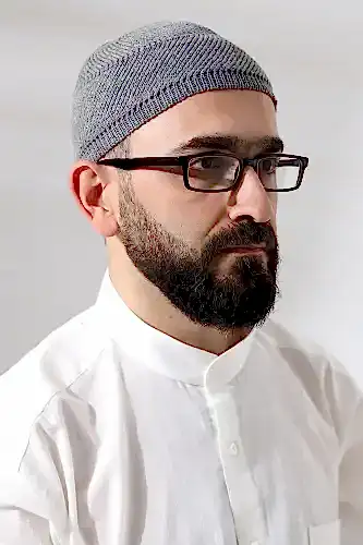 Gri Süper Namaz Dantel Detaylı Örme Orlon Namaz Takkesi - ihvanonline (1)