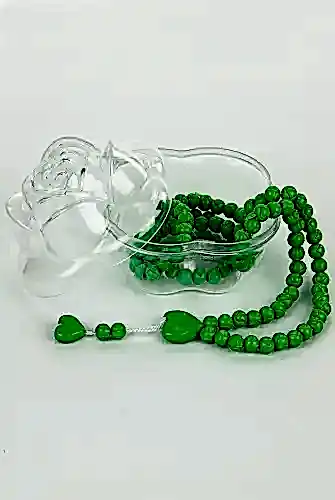 Gül Kutulu Kalp Desenli Gül Kokulu Tesbih - Açık Yeşil - İhvan (1)