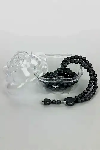 Gül Kutulu Kalp Desenli Gül Kokulu Tesbih - Gri 