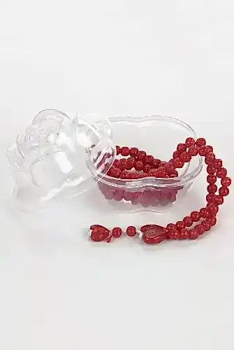 Gül Kutulu Kalp Desenli Gül Kokulu Tesbih - Kırmızı - İhvan (1)