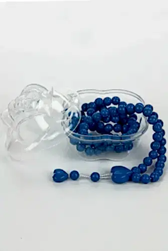 Gül Kutulu Kalp Desenli Gül Kokulu Tesbih - Lacivert - İhvan (1)