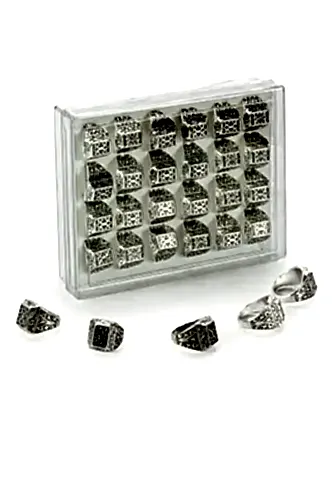 Hac Umre Hediyelik 24 Adet Desenli Gümüş Renk Erkek Yüzük 