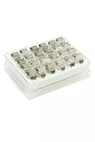 Hac Umre Hediyelik 24 Adet Desenli Gümüş Renk Erkek Yüzük - ihvanonline (1)