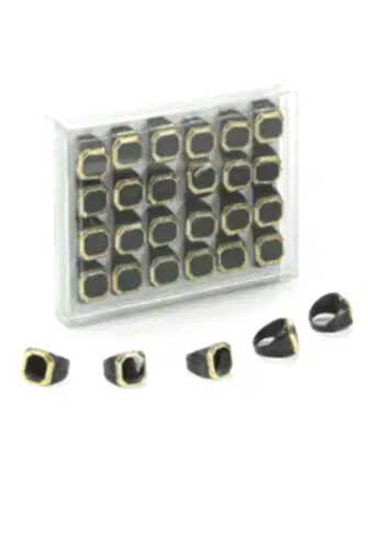 Hac Umre Hediyelik 24 Adet Desenli Sekizgen Görünüm Siyah Erkek Yüzüğü 