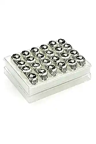 Hac Umre Hediyelik 24 Adet Osmanlı Tuğralı Gümüş Renk Oval Erkek Yüzük - ihvanonline (1)