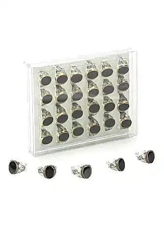 Hac Umre Hediyelik 24 Adet Osmanlı Tuğralı Oval Erkek Yüzüğü - 1