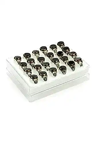 Hac Umre Hediyelik 24 Adet Tuğralı Gümüş Sarı Renk Erkek Yüzük - ihvanonline (1)