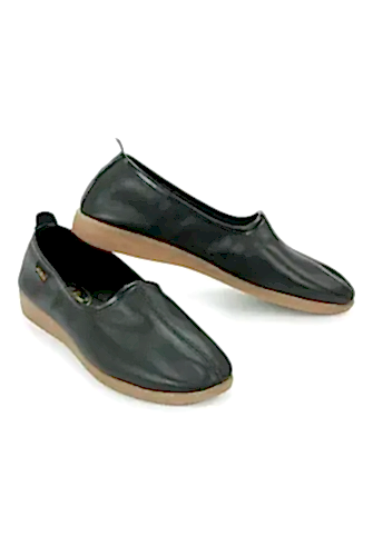 Hakiki Dana Derisi Hac Umre Tavaf Ayakkabısı Kauçuk Tabanlı Rahat ve Dayanıklı Dış Kullanıma Uygun Ayakkabı - Siyah 